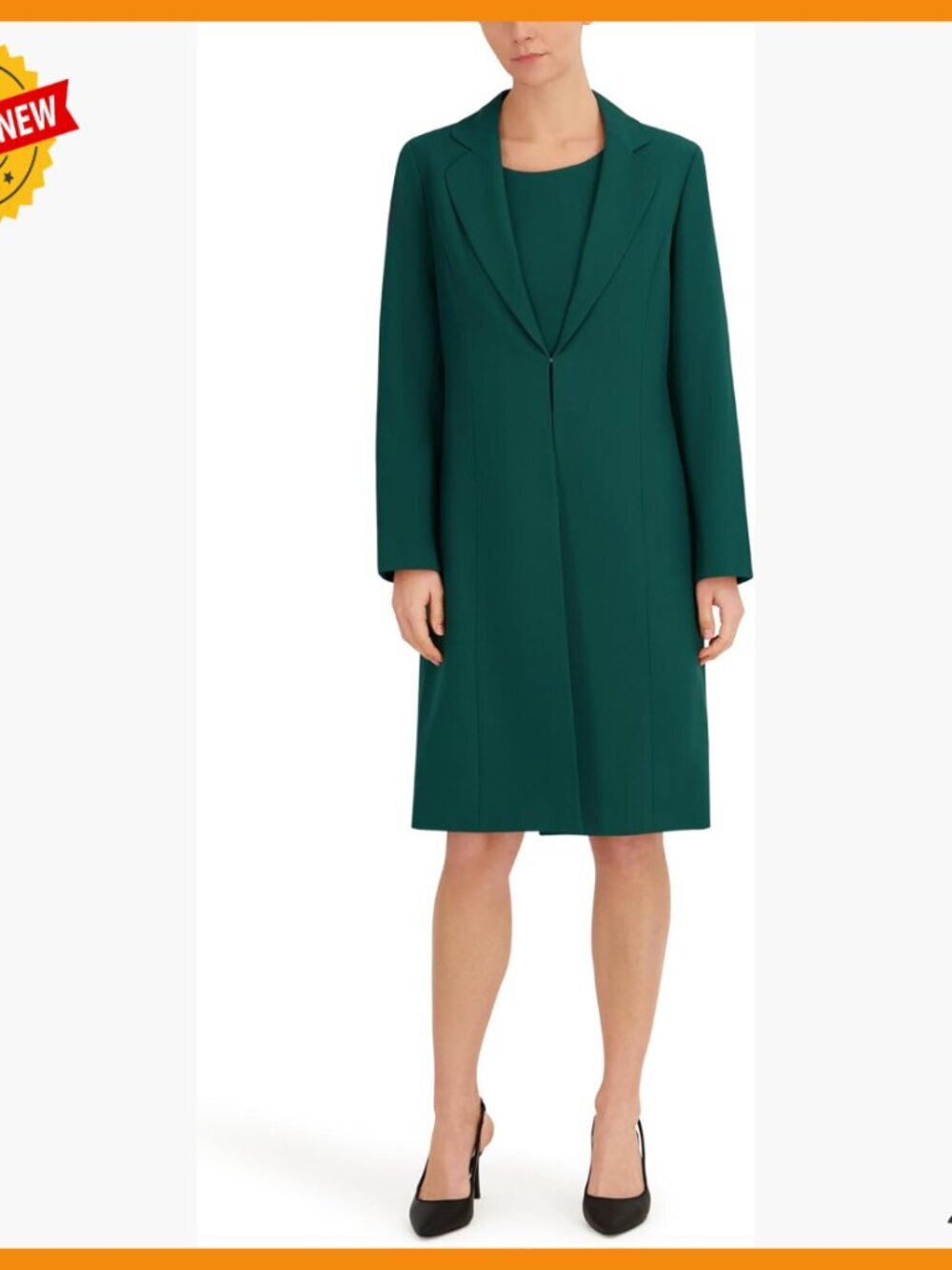 Work Dress Set with Long Coat, Sheath Dress, Professional Outfit